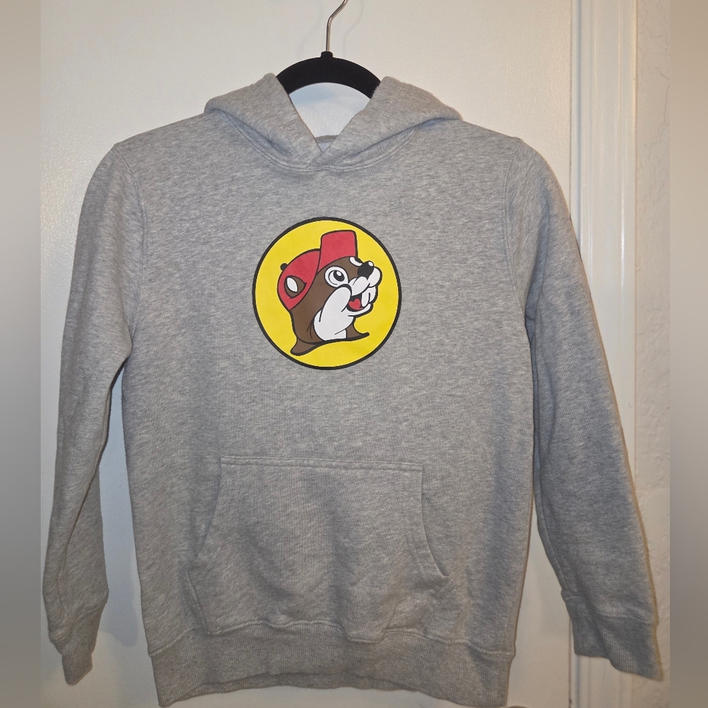 Gray Hoodie with Cartoon Logo